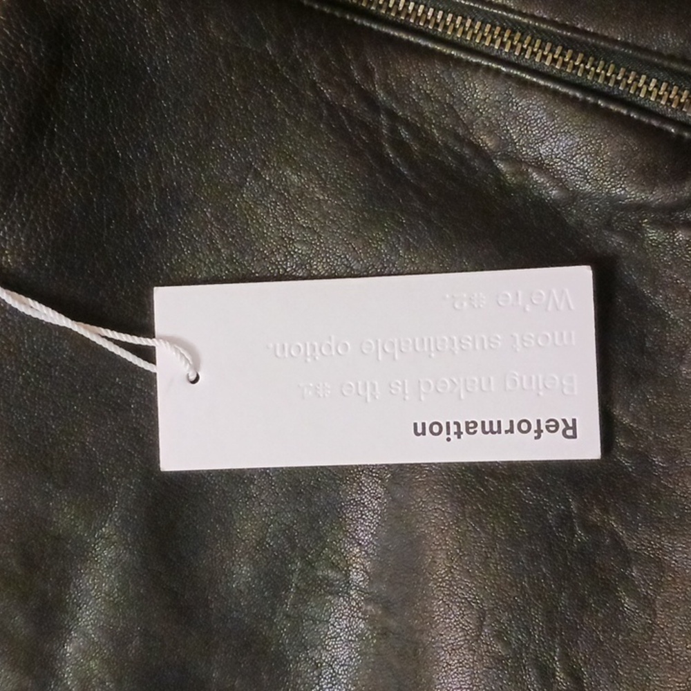 NWT Reformation Genuine Leather Black Skirt Size 6 - Picture 8 of 8